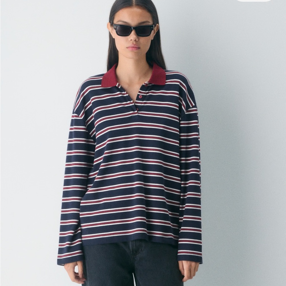 Interlock Cotton Eton long sleeve polo - Picture 2 of 2